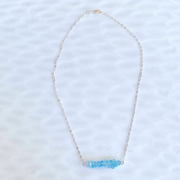 Sterling Silver and Blue Aquamarine beads Necklace 18” inches - Picture 4 of 6